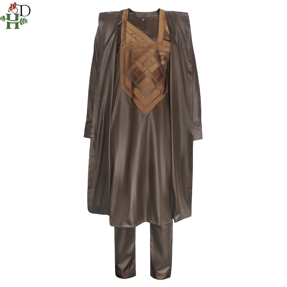 От H &amp D в африканском стиле парадная Agbada для мужчин мужские рубашки комплект из 3