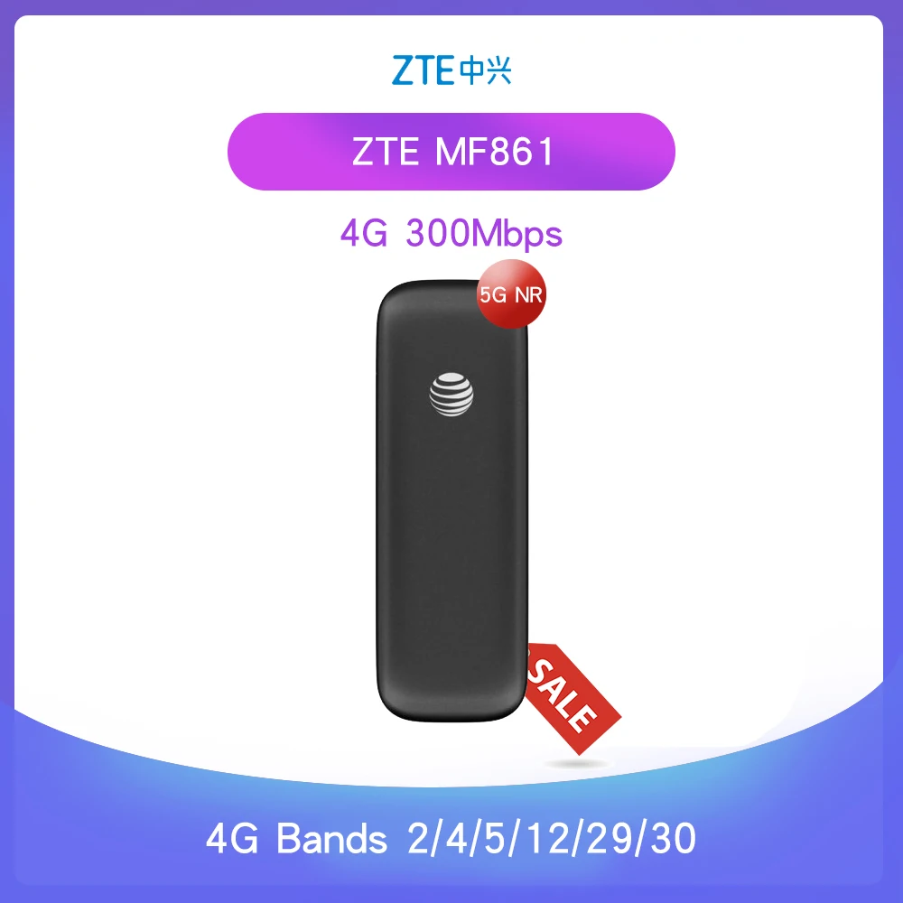 Разблокированный USB модем AT&T ZTE MF861 4G 300 Мбит/с Cat6 LTE скорость поддержка 2CA диапазона