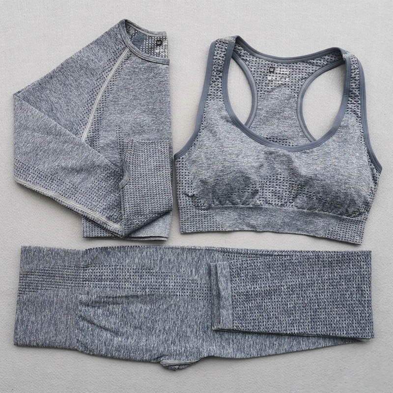 Комплект из 3 предметов для йоги бесшовные леггинсы спортивный бюстгальтер