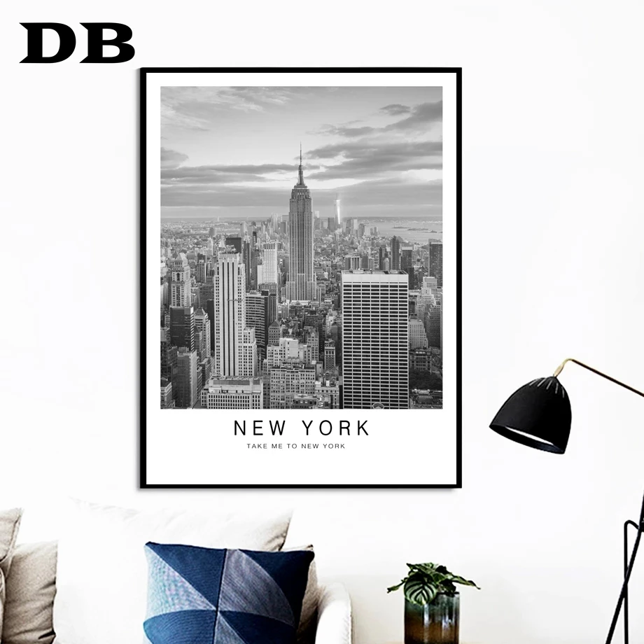 Автомобиль Альпака Нью-Йорк винтажная город лама скандинавские плакаты и принты