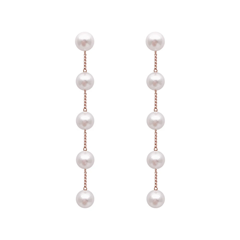 

Trend Simulation Pearl Long Long Tassel Simulated Pearl Drop Earrings Women Bijoux Korean jewelry Gold Color Pendientes boucle