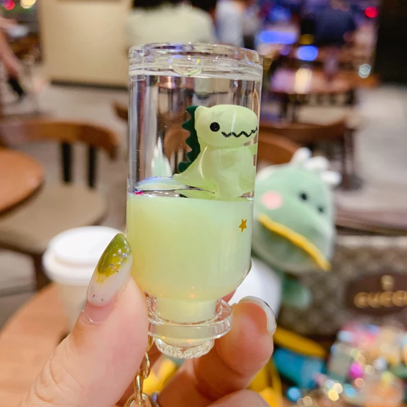 Модный новый брелок с мультипликационным динозавром для ключей в виде чашки