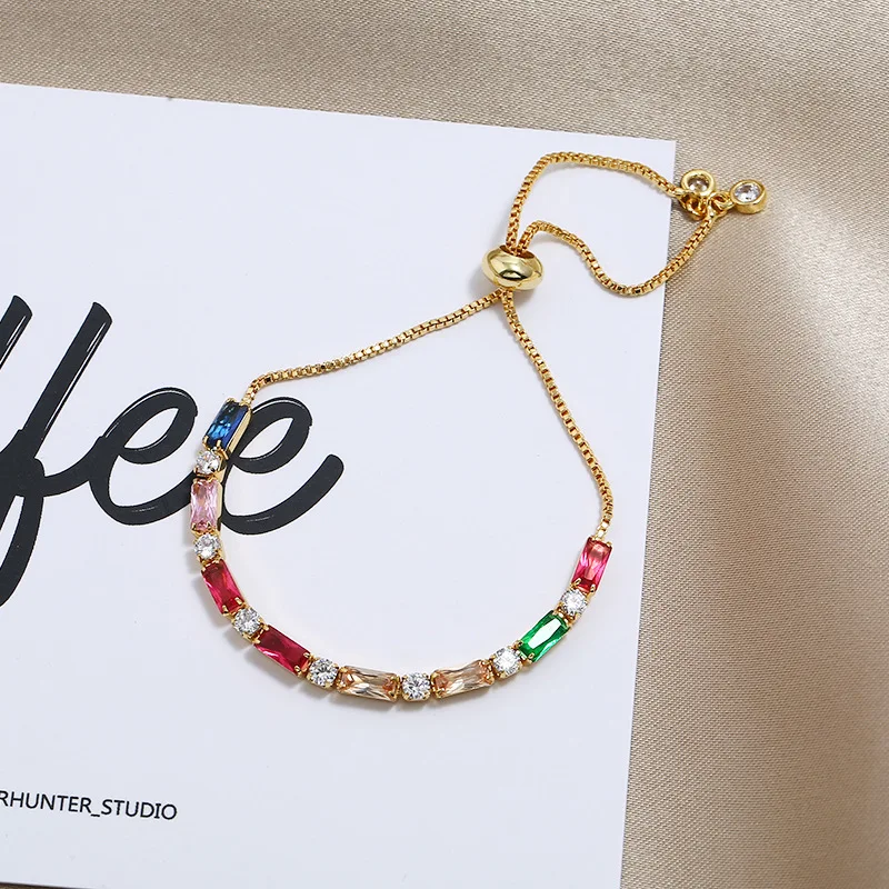 Браслет с различными фианитами для мужчин и женщин регулируемая цепочка под