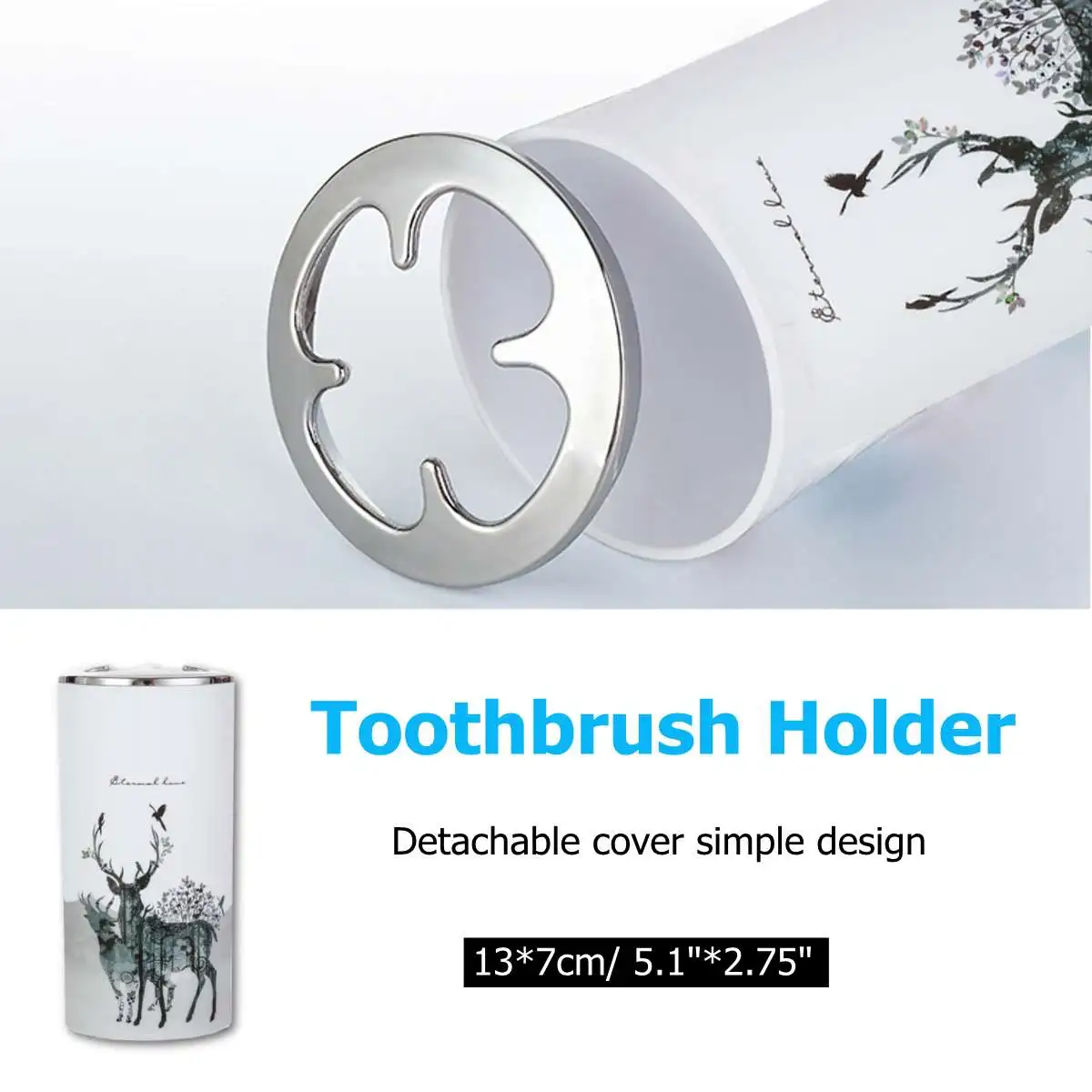 Nordic 6Pcs/Set Printing Bathroom Accessory Set Lotion Dispenser Toothbrush Holder Tumbler Cup Soap Dish Toilet Brush Trash Ca