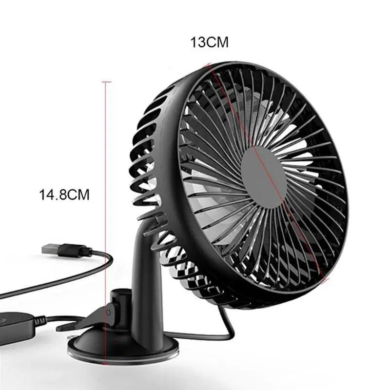 

Car Fan Suction Cup Single Head 5.5 Inch Car Fan 12V24V Universal Large Wind Three Speed Control USB Car Fan Portable Fan