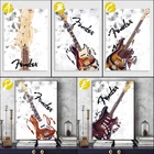 Плакат гитара Stratocaster Fender Bass, декоративная картина на холсте, современные картины на стену, домашний декор, без рамки