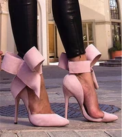 2021 fashion sexy big bow pointed toe 11cm high heels sandals shoes woman ladies wedding party pumps dress shoe