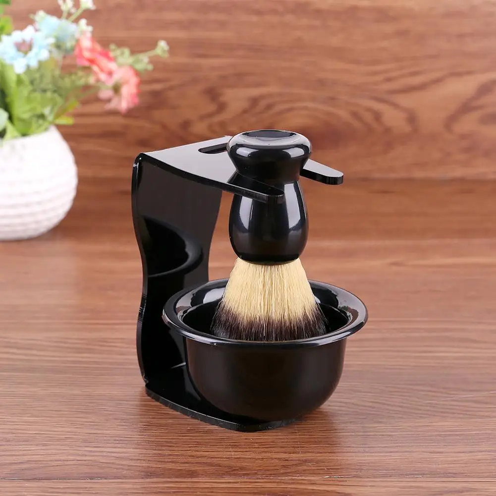 3 In 1 Shaving Soap Bowl +Shaving Brush + Stand Bristle Hair Men Beard Cleaning Tool New Top Gift | Красота и здоровье