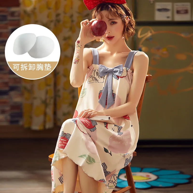 

Summer Women's Homedress Nightdress Girl's Sleepwear Cotton Braces Sleepshirts Long Loose Dress Home Clothing Fashion Nightgowns