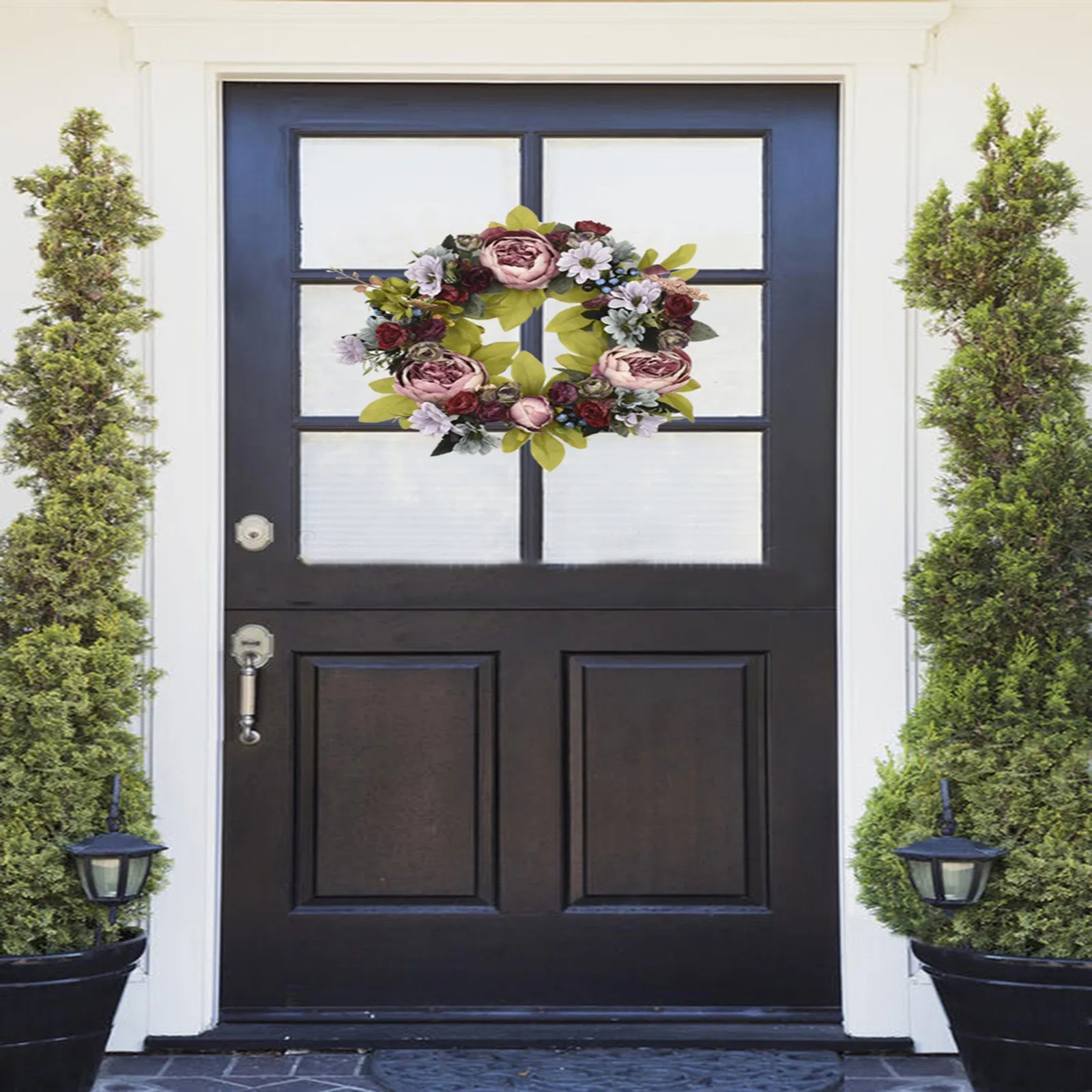 

40cm Autumn Wreath Christmas Decoration Thanksgiving Garland Window Restaurant Doorplate Home Doorplate Decoration Wreath Door#8
