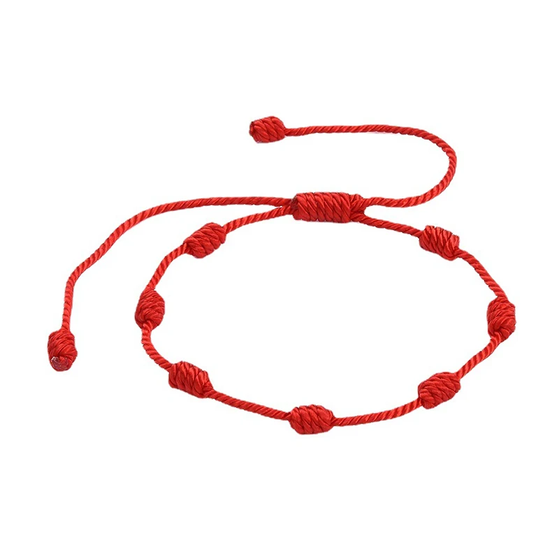 

2pcs/set Handmade 7 Knots Red String Bracelet for Protection Lucky Amulet and Friendship Braid Rope Wristband Jewelry