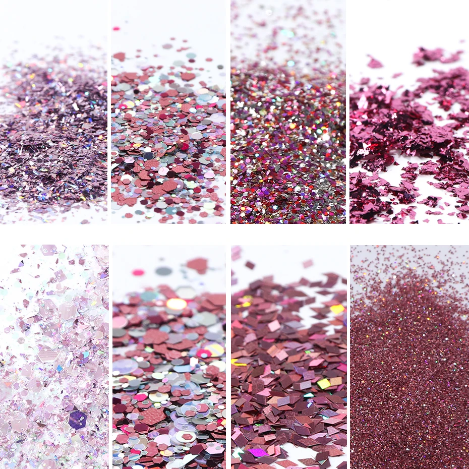 8 шт. розовое золото ногтей блеск хлопья полировка хром порошок пигмент с