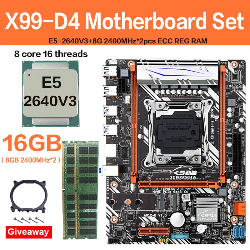 Preise X99 D4 Motherboard Set Mit Xeon E5 2640 V3 LGA2011-3 CPU 2 Stücke X 8GB = 16GB 2400MHz DDR4 Speicher SATA3 M.2
