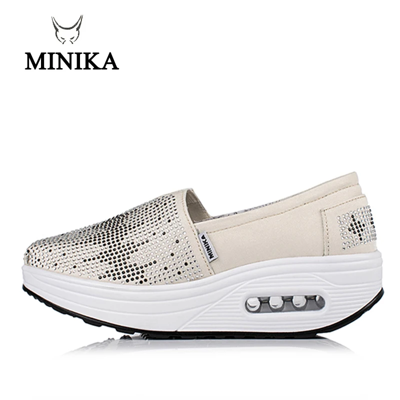 

Minika Slimming Shoes Women Summer Breathable Slip On Sport Shoes Female Fitness Swing Platform Wedge Shoes Lady Walking Sneaker