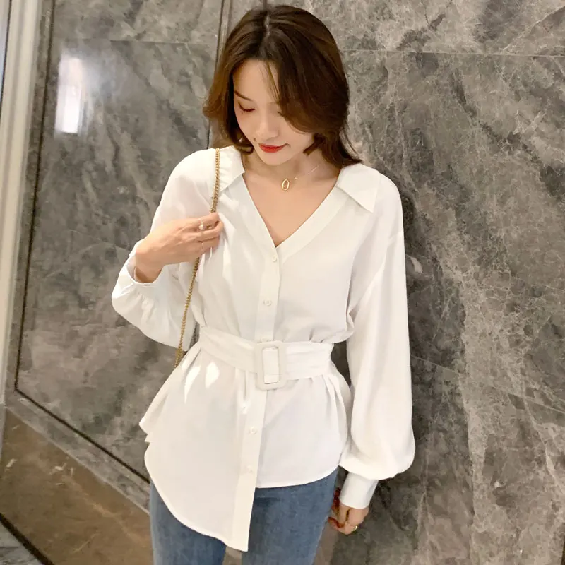 Блузка женская мода 2020 рубашка одежда корейский стиль средней длины Топ Осень