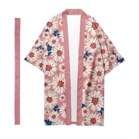 plus size xxs 6xl daisy print long style loose japanese cardigan women and men harajuku haori kimono cosplay top yukata robe