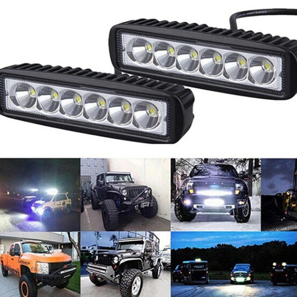 

2 Pcs 18W 6000K LED Work Light Bar Driving Lamp Fog Lights for Off-Road SUV Car Boat Truck Bestshop Car Accessories Dropshipping