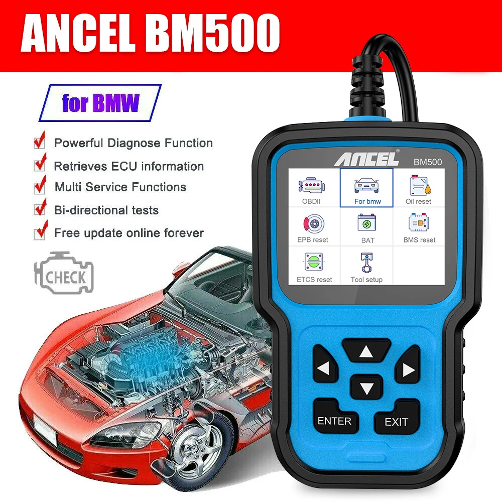 Ancel BM500 OBD2 Профессиональный Расширенный Автомобильный сканер полная система OBD DPF