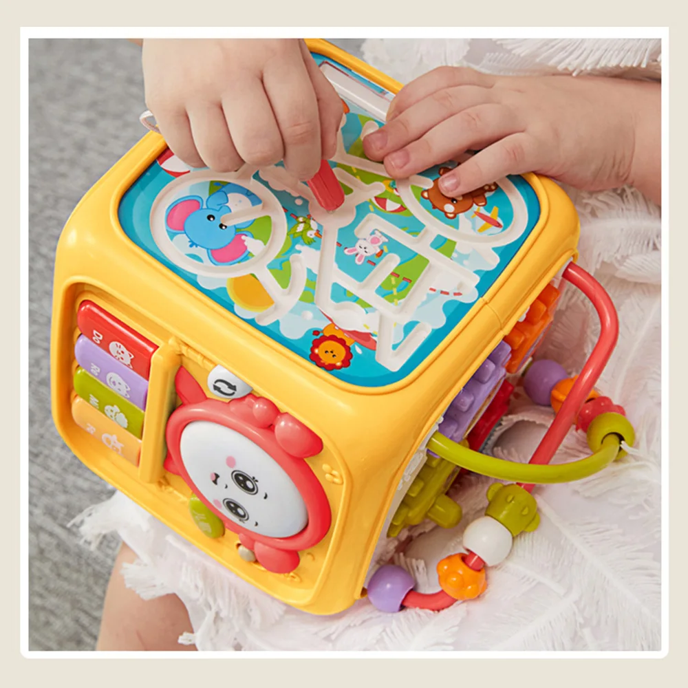

Baby Kids Geometric Building Block Knocking Piano Drummer Polyhedral Body Cube Educational Toy Baby Multi-Function Musical Toy