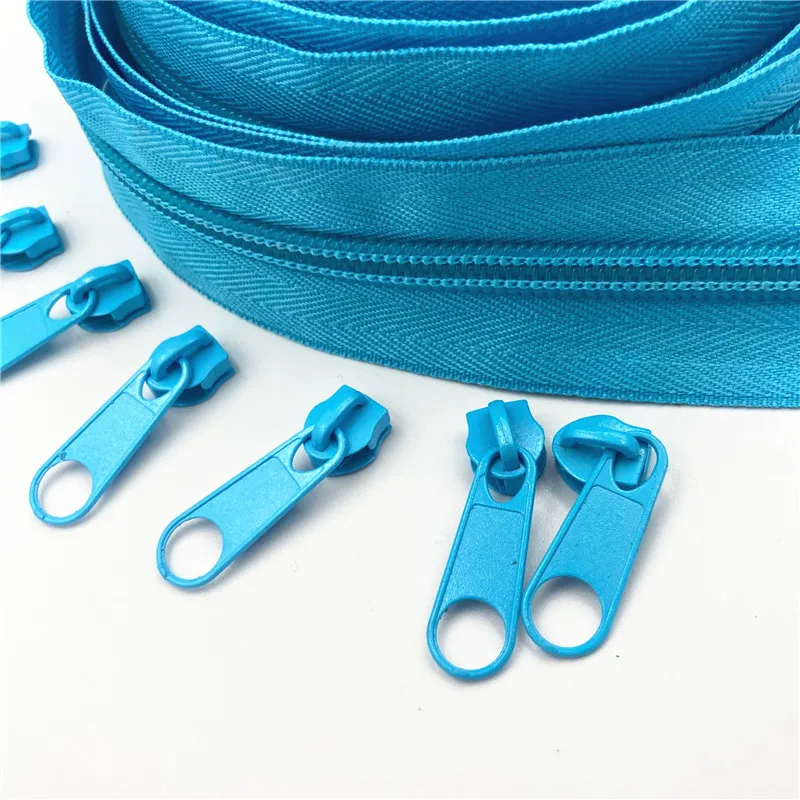 

20 Meters 20 Zipper Pullers 20 Colors 5# Nylon Coil Zipper For DIY Sewing Clothing Accessories
