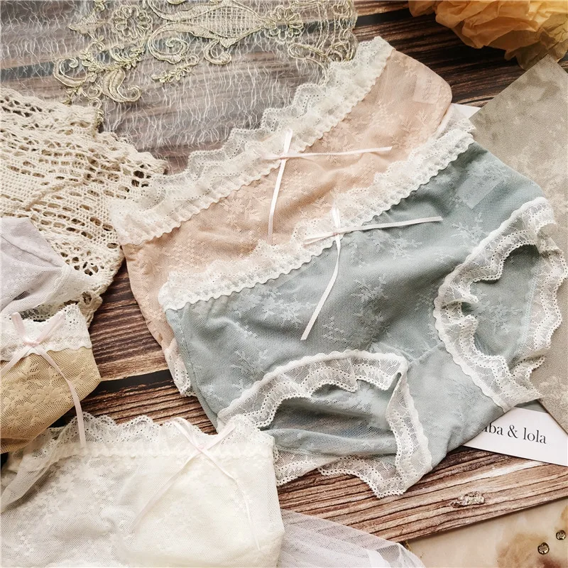 

New Women's Underwear Sexy Lace Panties Fashion Hollow Out Comfort Briefs Low Waist Seamless Bow Underpants Female Lingerie