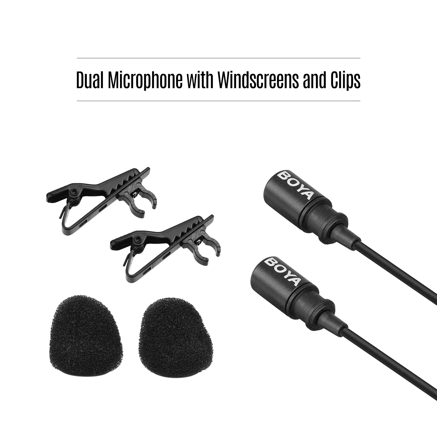 BOYA BY DM20 двойная головка Съемная петличный микрофон с отворотом совместим тип c USB