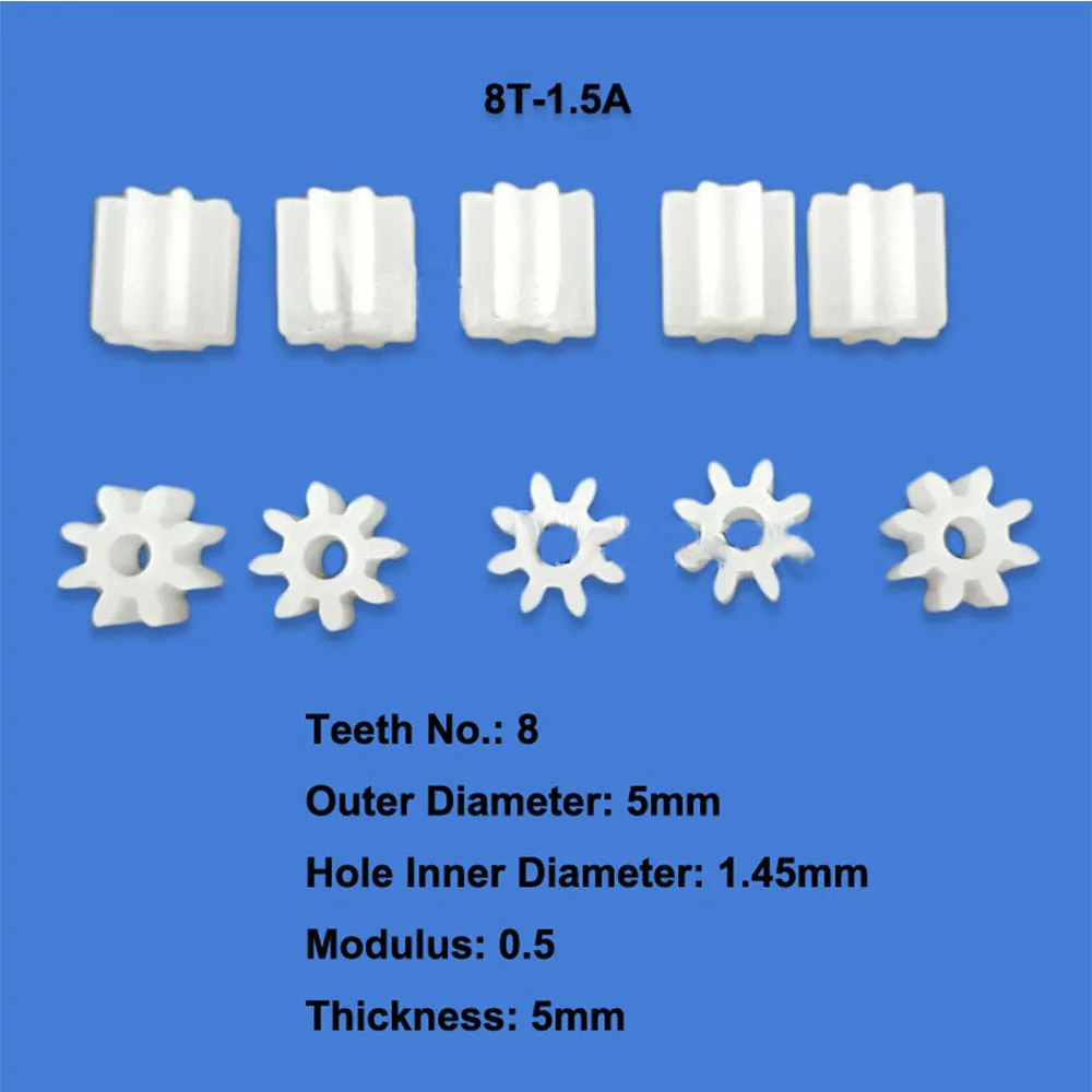 10PCS 8T 9T 10T 12T 13T 14T 16T 18T 20T 8-20 Teeth 0.5 Modulus Spindle Plastic Gear Motor Shaft Reduction 1.5/2/2.5mm Hole |