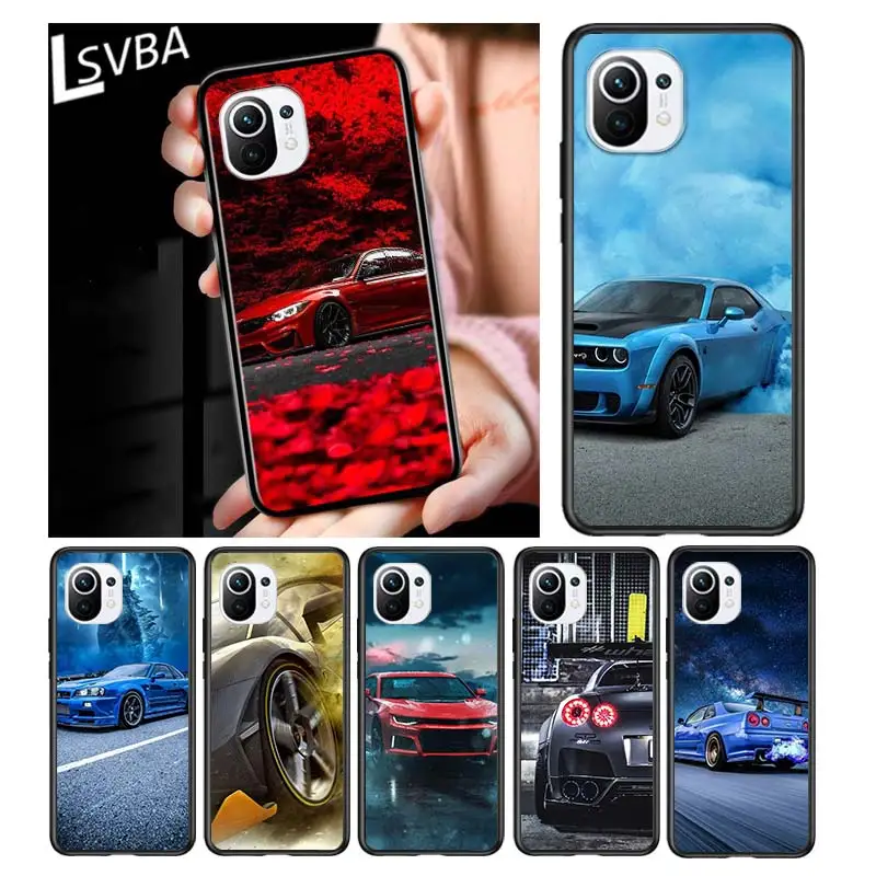 

Red blue car fashion for Xiaomi Mi 11 10T Note 10 Ultra 5G 9 9T SE 8 A3 A2 A1 6X Pro Play F1 Lite 5G Black Phone Case