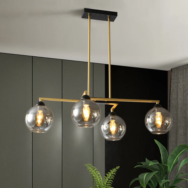 

Nordic kitchen living room dining room modern glass ball chandelier E14 amber/soot/dark green shade chandelier indoor lighting