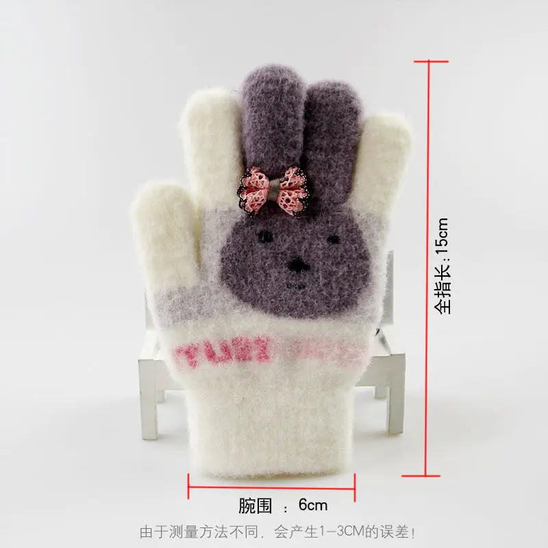 3-14 Years Children Girl Gloves Knitted Winter Boy Full Finger Wool Gloves Baby Girls Cute Rabbit Warm Soft Knitted Kids Gloves