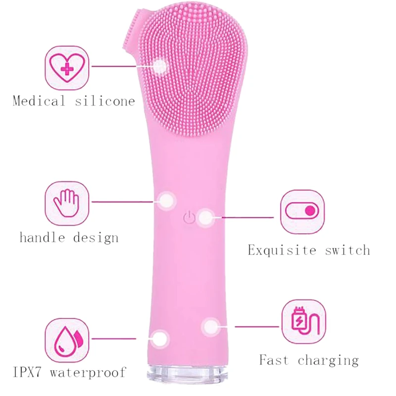 Электрическая Очищающая щетка для лица Водонепроницаемая силиконовая