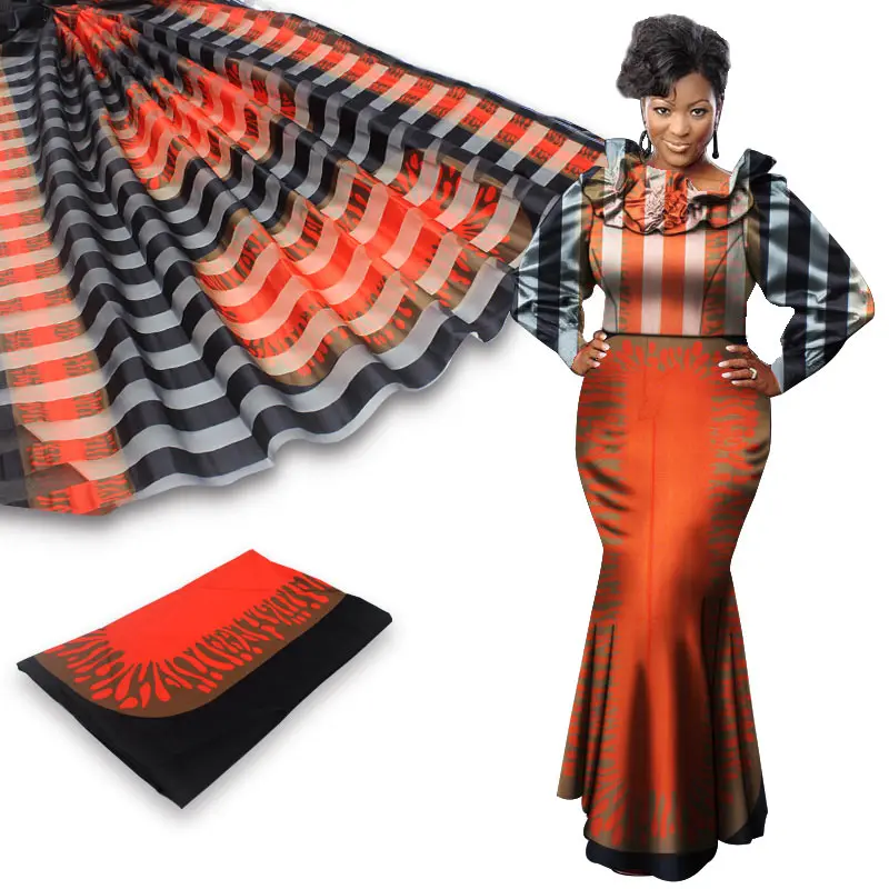 Женская лента из органзы с Африканским принтом тканевая 4 Ярда подходит к 2 ярдам