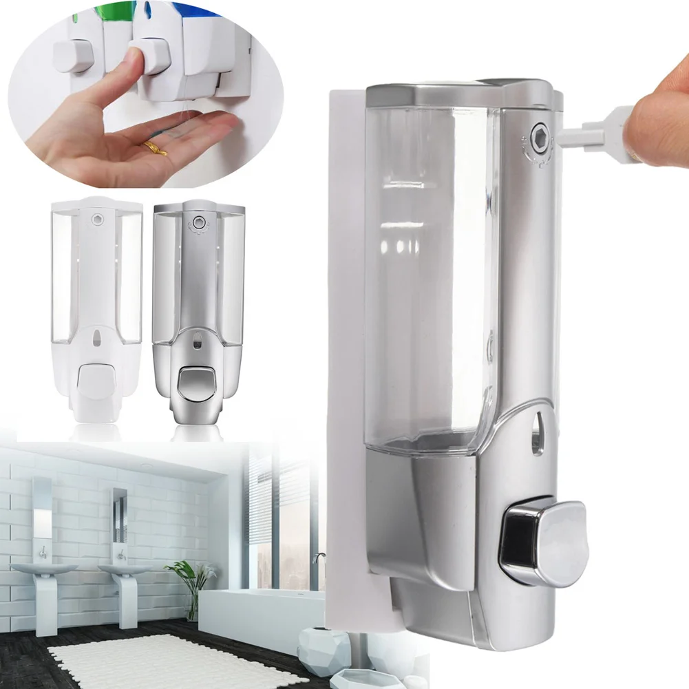 

350ml Wall Mounted Shampoo Soap Dispenser Bathroom Shower Manual Liquid Lotion Pump-35