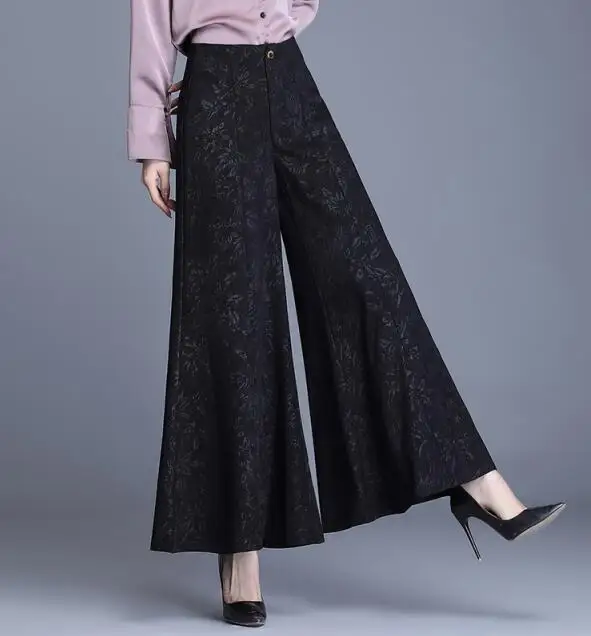 Женские Брюки Капри с широкими штанинами повседневные высокой талией черные