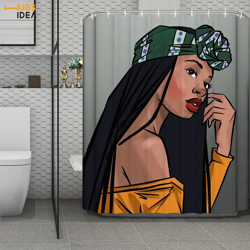 

HUGSIDEA одноцветное Цвет арт Черная Женская одежда с принтом занавеска для ванны Водонепроницаемый ткань фунгицидный изделия для ванной комн...