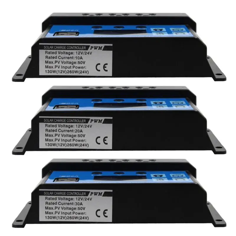 Автоматический контроллер заряда солнечной батареи 10А/20А/30А 12В/24В ШИМ два USB