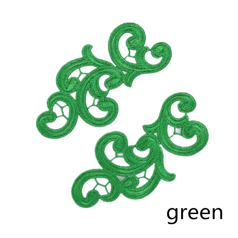 green Zsbszc DA89 белый черный вышитый цветок кружевные нашивки-аппликации воротник торжественное платье аксессуары для торжеств ткань 17 см* 9 см, партия из 5 пар - Цвет: green