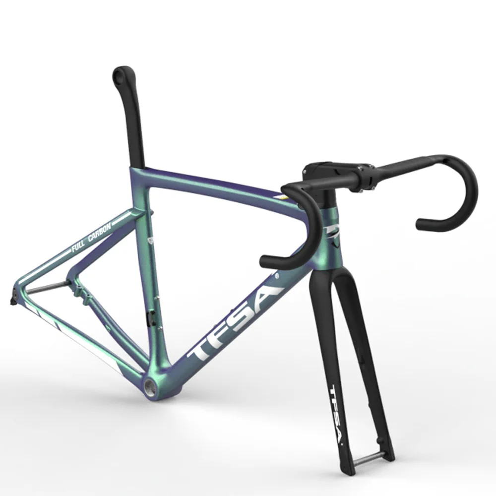 Дешево 2021 модная рама дискового тормоза, рама из углеродного волокна, рама для дорожного велосипеда, внутренняя линия с рулем, Аксессуары для велос...