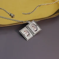 envelope photo necklace stainless steel envelope picture frame pendant customize name necklaces family gifts baby mom daughter