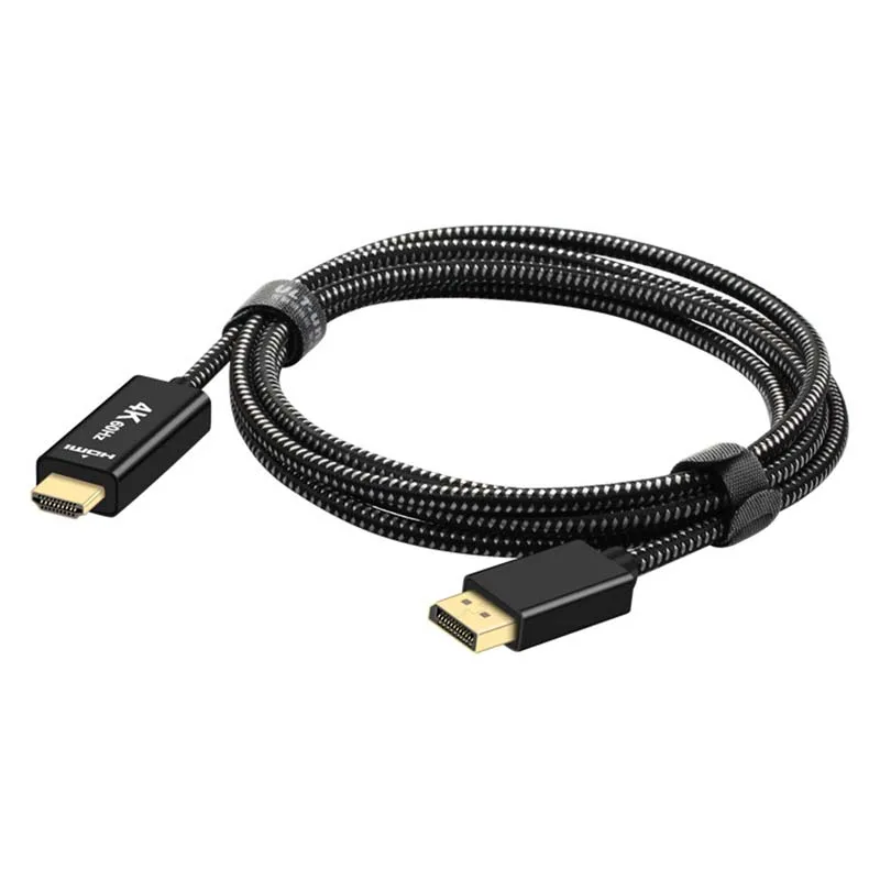 2m DisplayPort HDMI кабель с нейлоновой оплеткой позолоченный 4K 60Hz UHD однонаправленный
