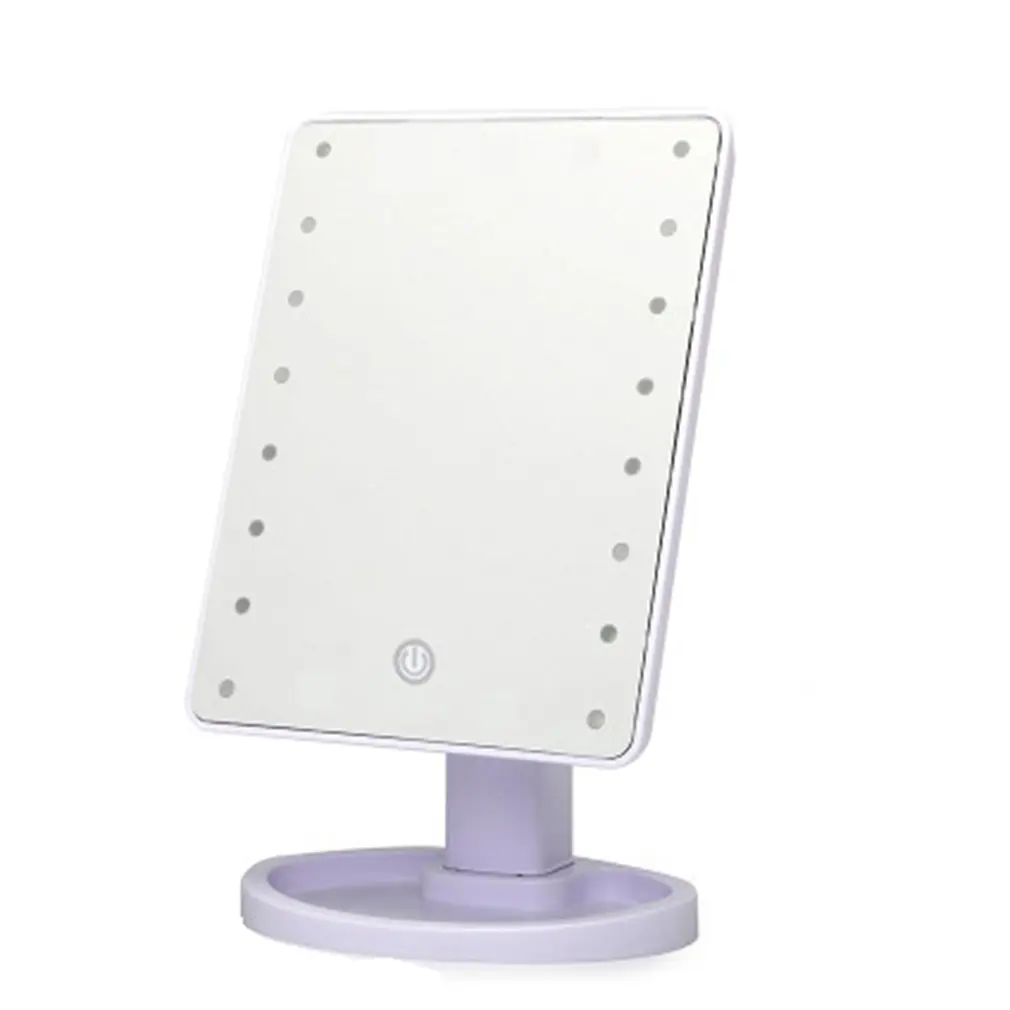 16 lamp white Квадратное изгибаемое светодиодное зеркало для макияжа с 22 светом, дополнение сенсорного переключателя, туалетное зеркало 360 градусов, зеркало вращающееся - Цвет: 16 lamp white