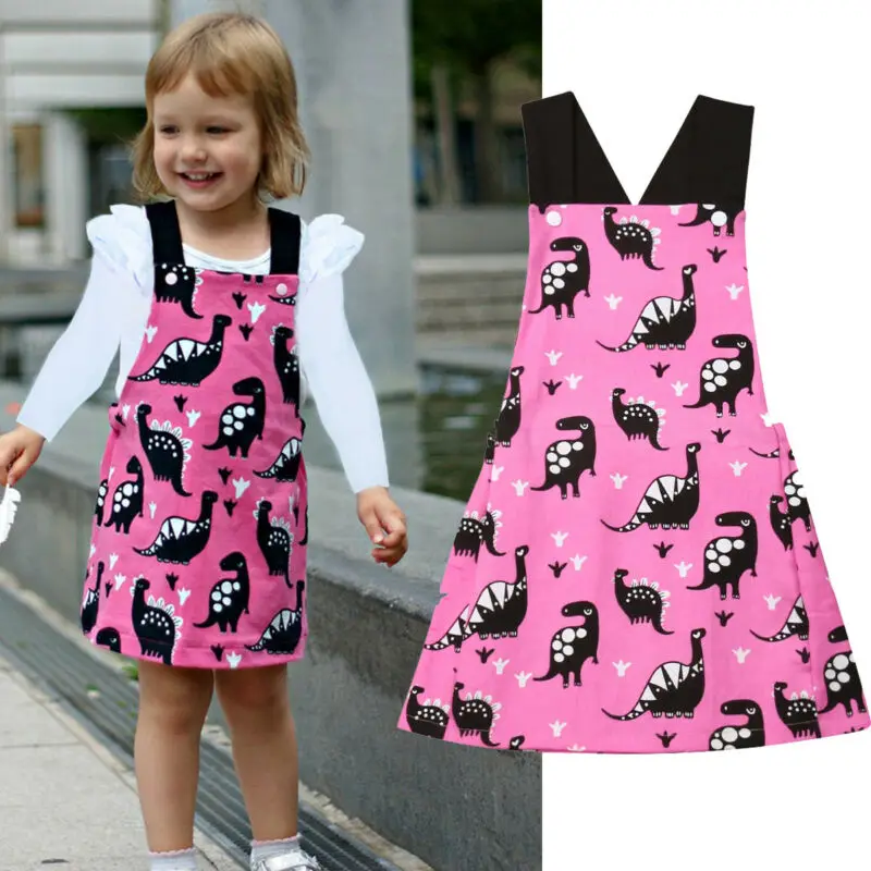 Toddler Baby Girls Clothes Dinosaur Strap Dress Summer | Детская одежда и обувь