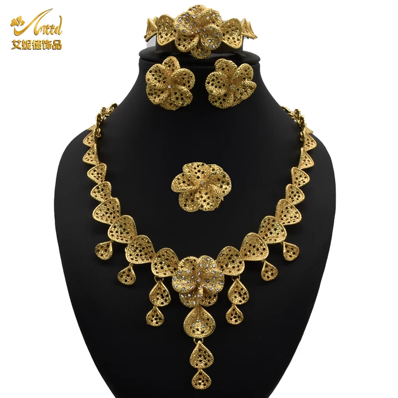 

ANIID Wedding Indian Necklace Sets Wholesale Dubai Gold 24K Color Jewelry Women Luxury From Habesha Eritrea African Bridal