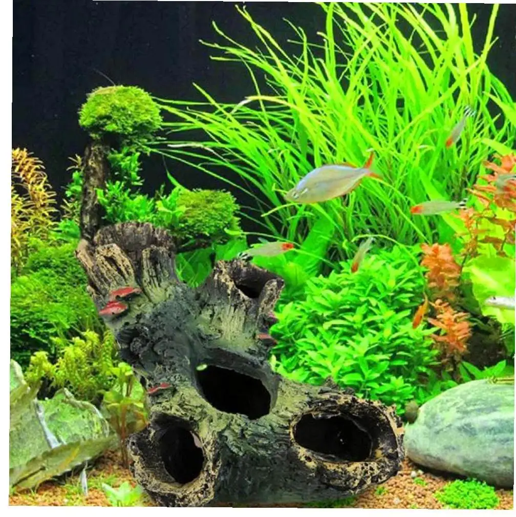 Аквариум ствол дерева смолы рыбы скрывается пещера Декор подводный Пейзаж полый