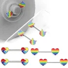 Кольца для сосков женские радужные в форме сердца и кота, Ювелирное Украшение для пирсинга сосков, 14 г, 1 пара