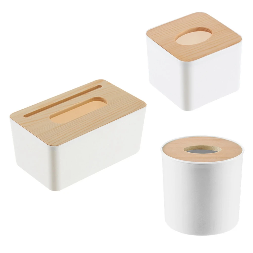 Деревянная крышка Автомобильная пластиковая коробка для одноразовых салфеток