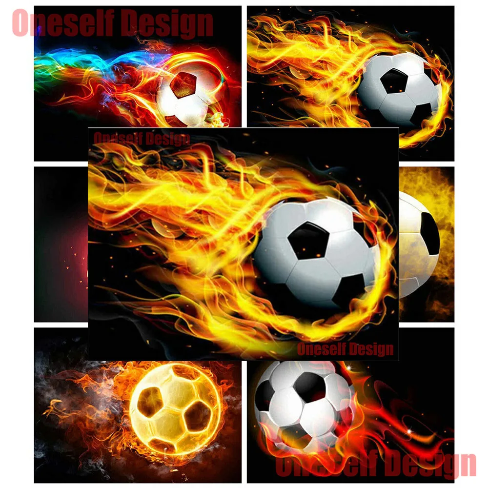 

Картина из страз fire football для творчества, полноразмерная вышивка из страз, 5d Набор для творчества, домашняя Настенная Наклейка