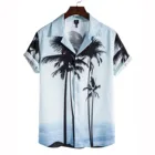 Рубашка мужская с принтом пальмы, гавайская блузка с отложным воротником, короткий рукав, винтажная повседневная одежда для отпуска, на лето