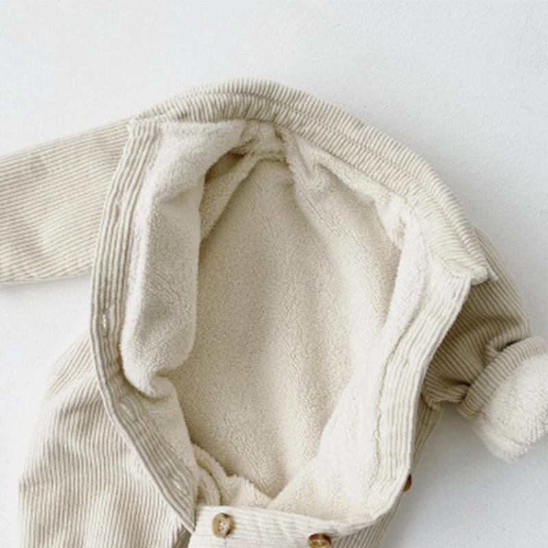 Corduroy Winter baby boy clothes warm snowsuit girl fashion onesie Outwear clothing for kids newborn |