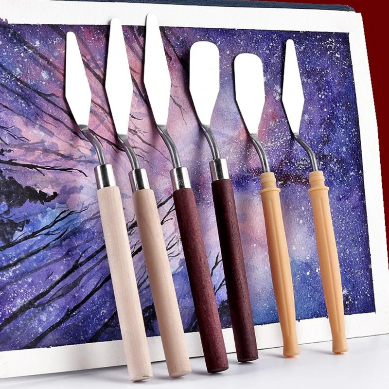 

Набор металлических ножей в палитре из 7 предметов, шпатель из нержавеющей стали для масляной краски, металлический нож, деревянная ручка дл...